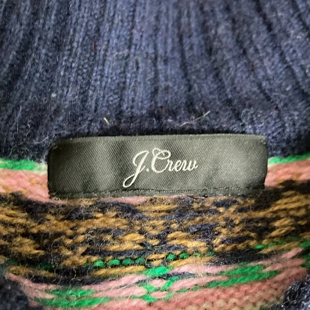 J Crew Mock Neck Lambs Wool Blend Fair Isle Sweater - XL - Picture 5 of 8